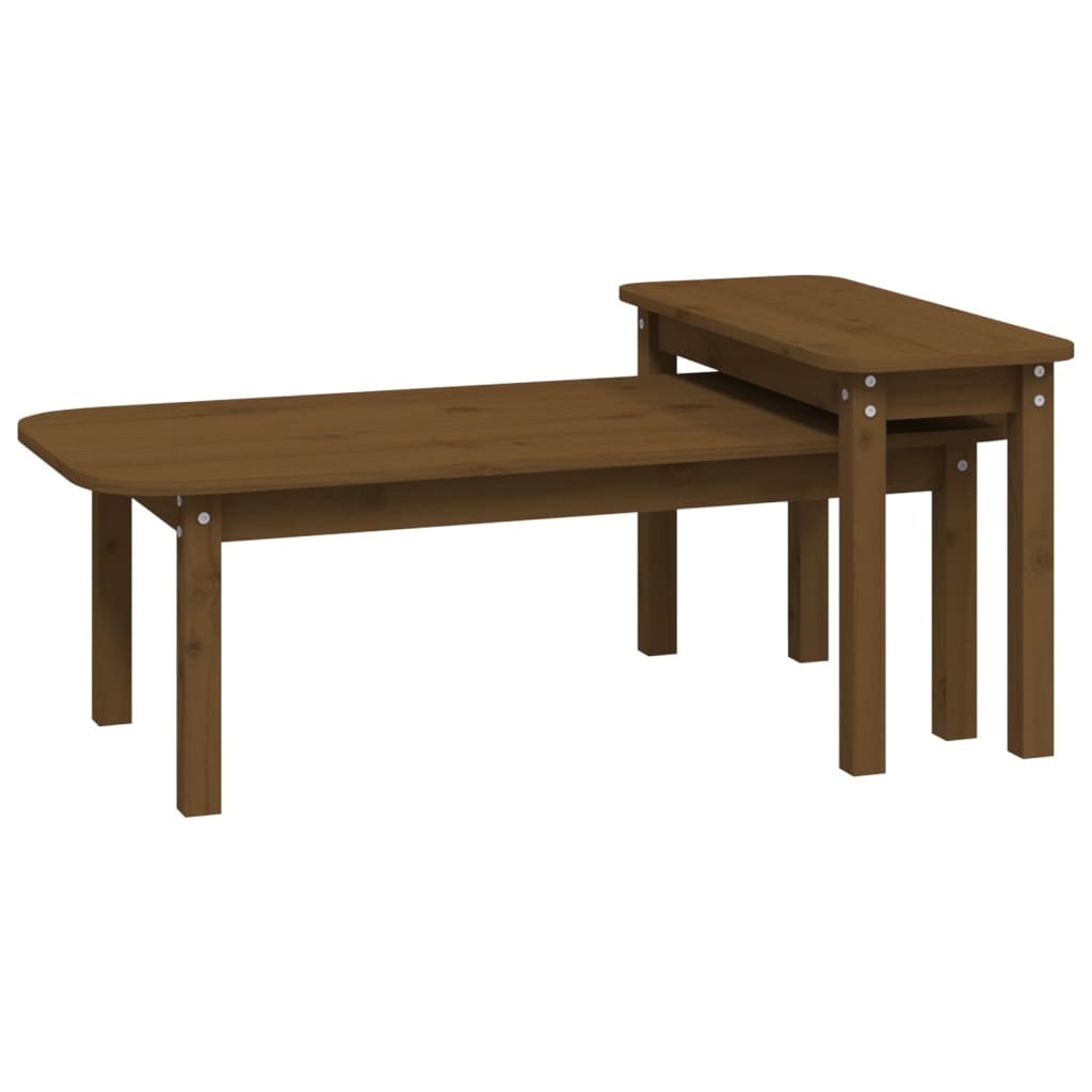 2-tlg. Couchtisch-Set Honigbraun Massivholz Kiefer - Pazzar.ch