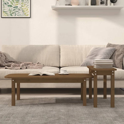 2-tlg. Couchtisch-Set Honigbraun Massivholz Kiefer - Pazzar.ch
