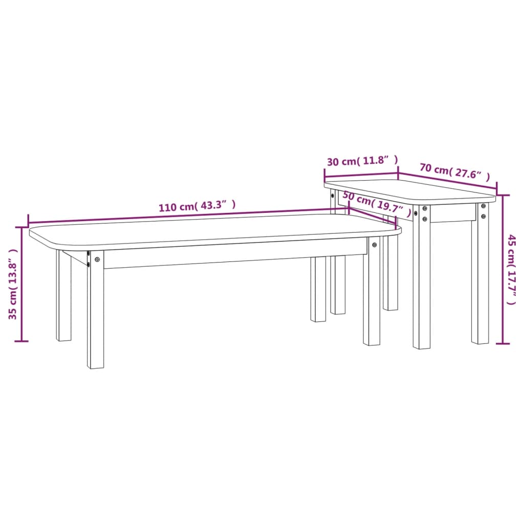 2-tlg. Couchtisch-Set Honigbraun Massivholz Kiefer - Pazzar.ch