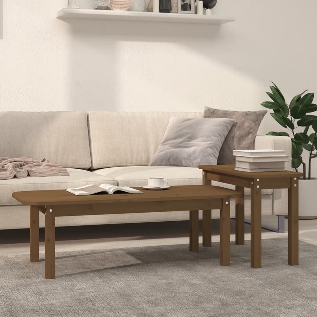 2-tlg. Couchtisch-Set Honigbraun Massivholz Kiefer - Pazzar.ch