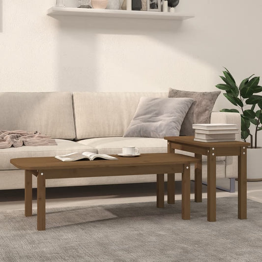 2-tlg. Couchtisch-Set Honigbraun Massivholz Kiefer - Pazzar.ch