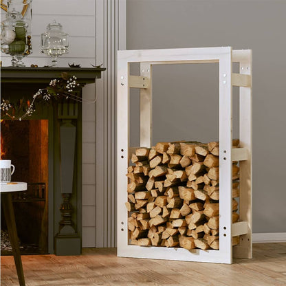 Kaminholzregal Weiß 60x25x100 cm Massivholz Kiefer - Pazzar.ch