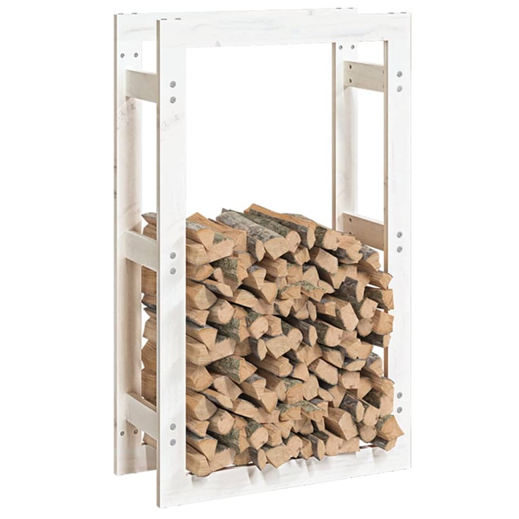 Kaminholzregal Weiß 60x25x100 cm Massivholz Kiefer - Pazzar.ch