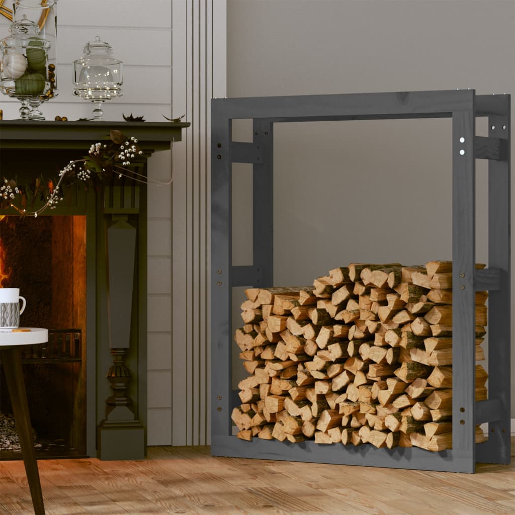 Kaminholzregal Grau 80x25x100 cm Massivholz Kiefer - Pazzar.ch