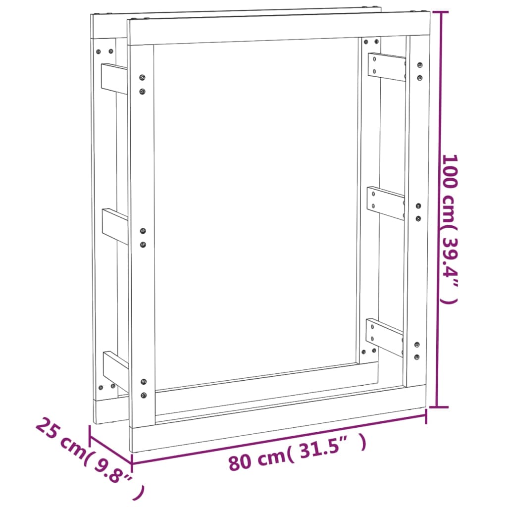 Kaminholzregal Grau 80x25x100 cm Massivholz Kiefer - Pazzar.ch