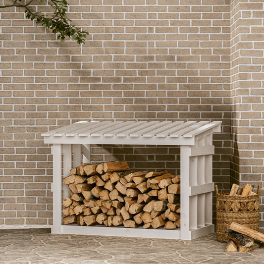 Kaminholzregal Weiß 108x64,5x77 cm Massivholz Kiefer - Pazzar.ch