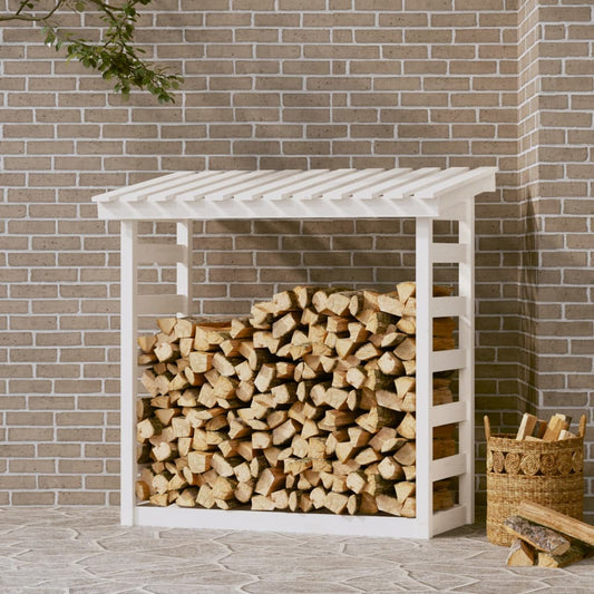 Kaminholzregal Weiß 108x64,5x110 cm Massivholz Kiefer - Pazzar.ch