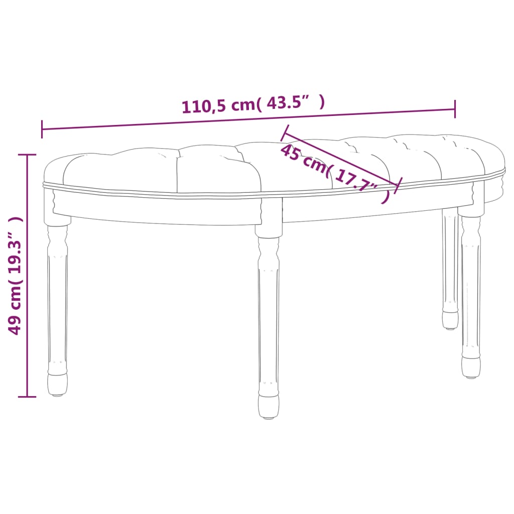 Sitzbank Dunkelgrau 110,5x45x49 cm Samt - Pazzar.ch