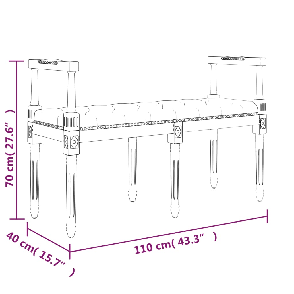 Sitzbank Blau 110x40x70 cm Samt - Pazzar.ch