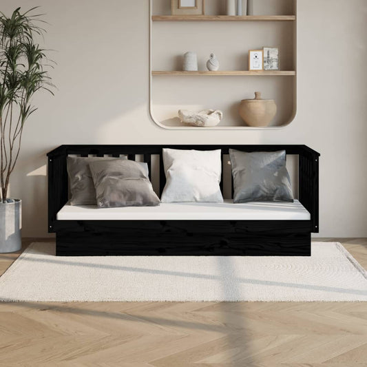 Tagesbett Schwarz 90x190 cm Massivholz Kiefer - Pazzar.ch