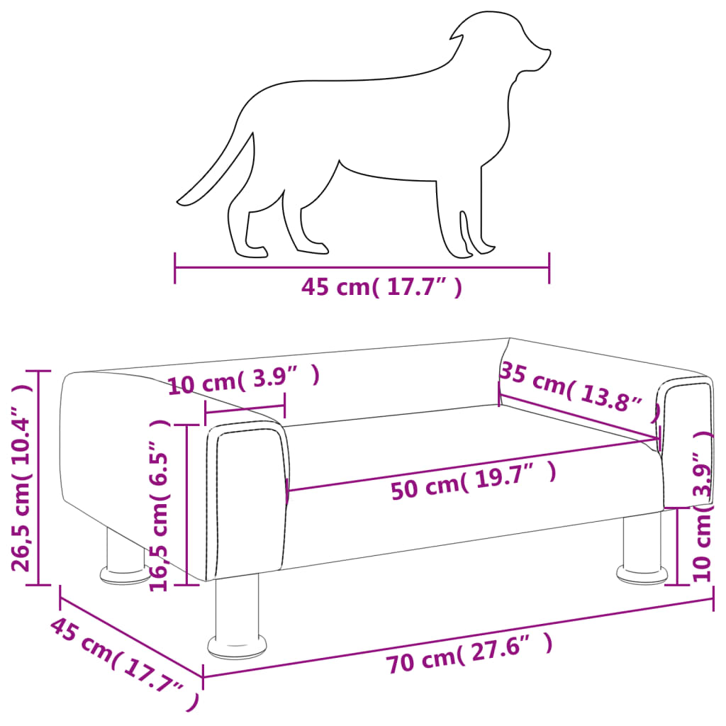 Hundebett Hellgrau 70x45x26,5 cm Samt - Pazzar.ch