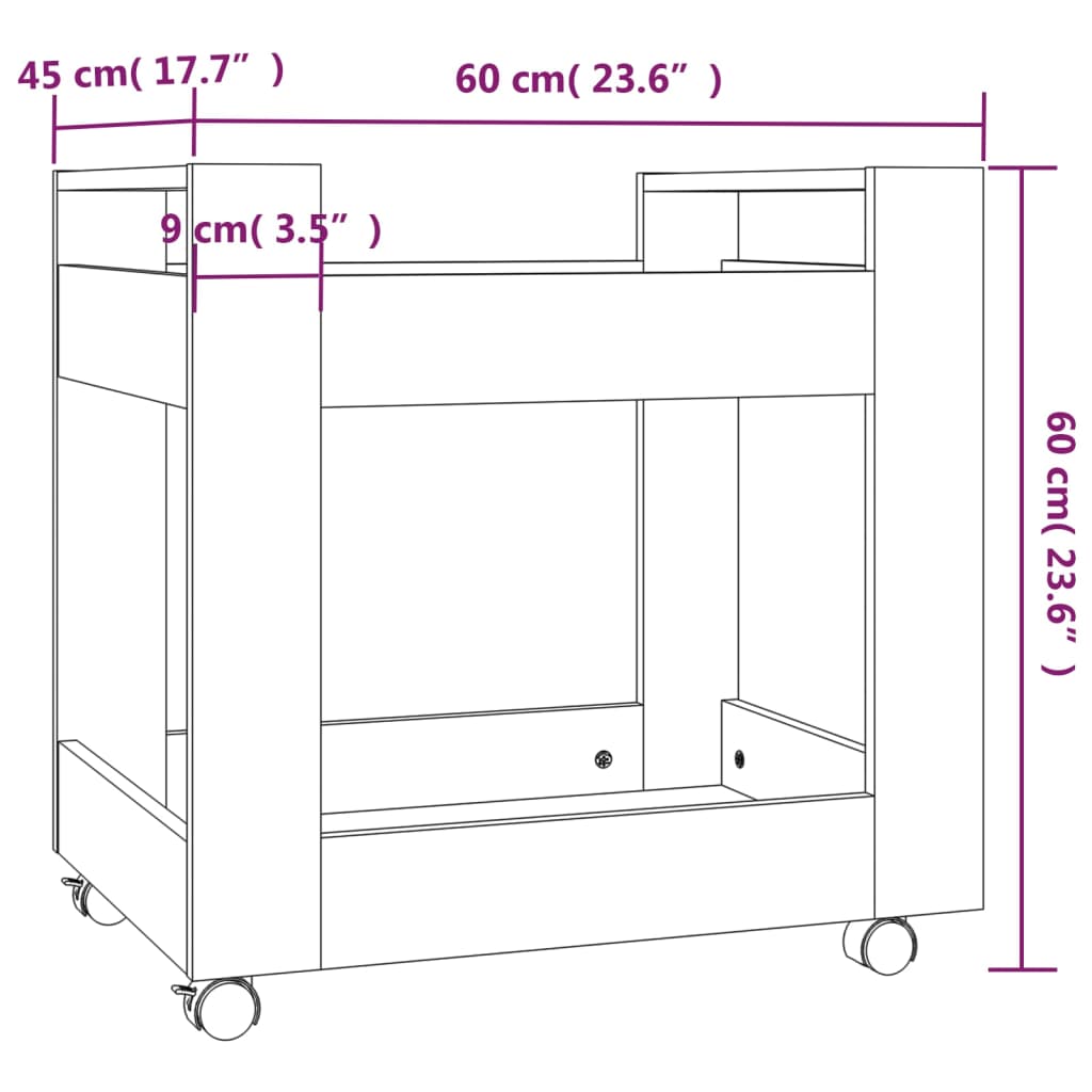Bürowagen Räuchereiche 60x45x60 cm Holzwerkstoff - Pazzar.ch