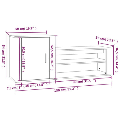 Schuhschrank Braun Eichen-Optik 130x35x54 cm Holzwerkstoff - Pazzar.ch