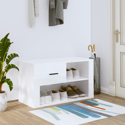 Schuhschrank Hochglanz-Weiß 80x35x45 cm Holzwerkstoff - Pazzar.ch
