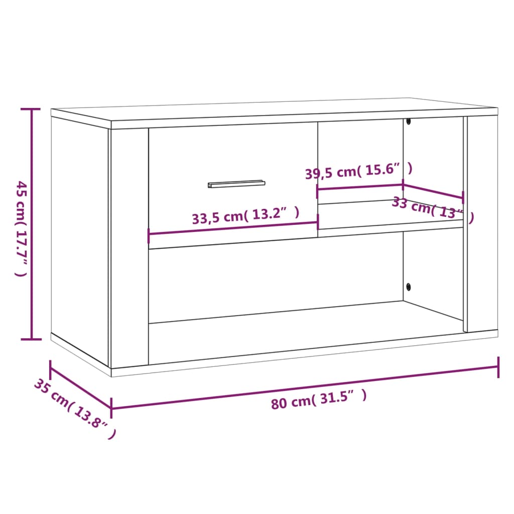 Schuhschrank Braun Eichen-Optik 80x35x45 cm Holzwerkstoff - Pazzar.ch