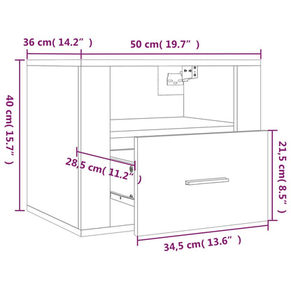 Wand-Nachttische 2 Stk. Braun Eichen-Optik 50x36x40 cm - Pazzar.ch