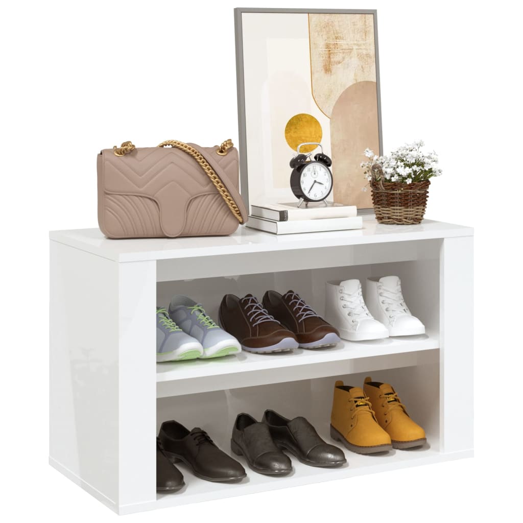 Schuhregal Hochglanz-Weiß 75x35x45 cm Holzwerkstoff - Pazzar.ch