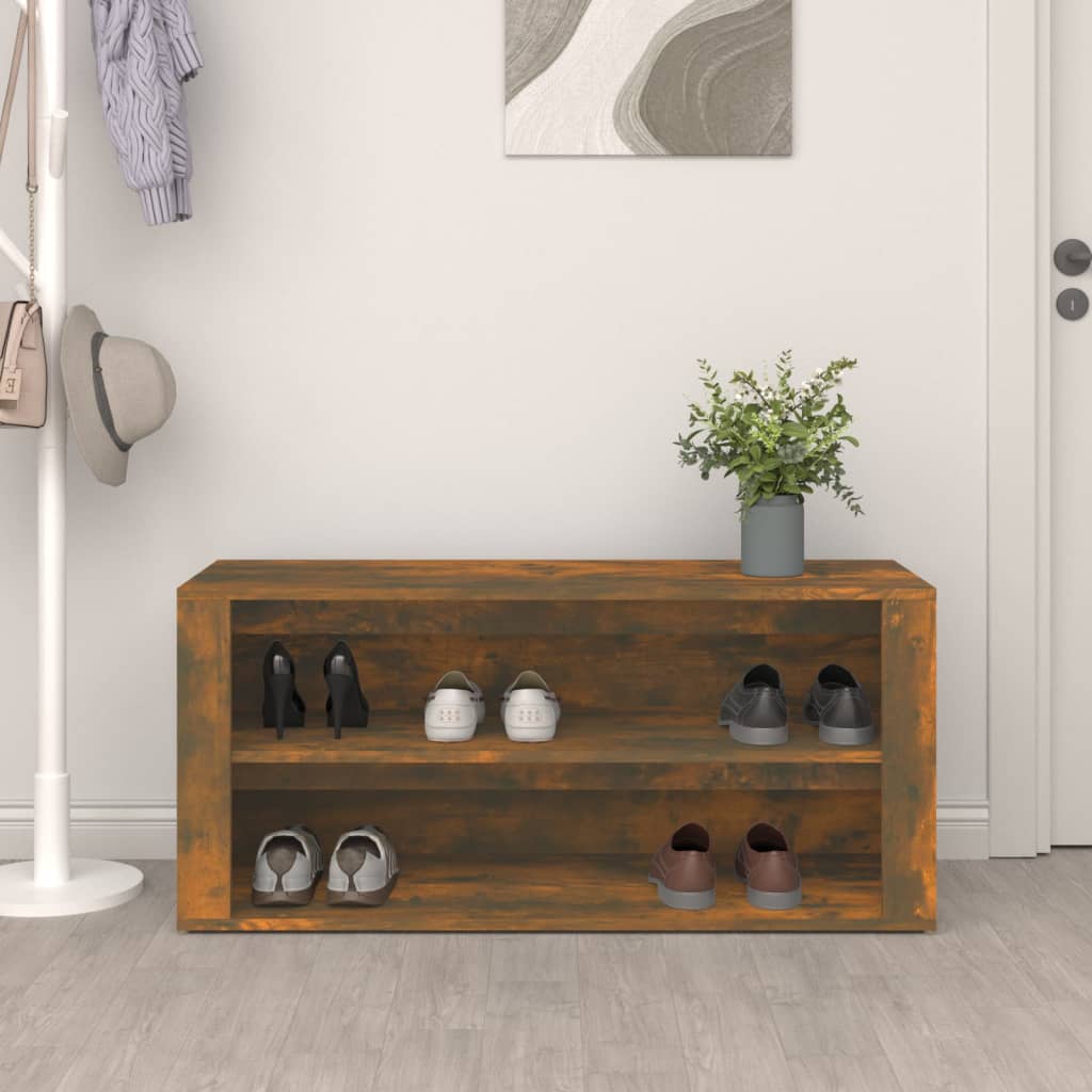 Schuhregal Räuchereiche 100x35x45 cm Holzwerkstoff - Pazzar.ch