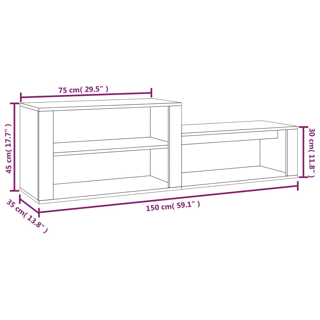 Schuhschrank Braun Eichen-Optik 150x35x45 cm Holzwerkstoff - Pazzar.ch