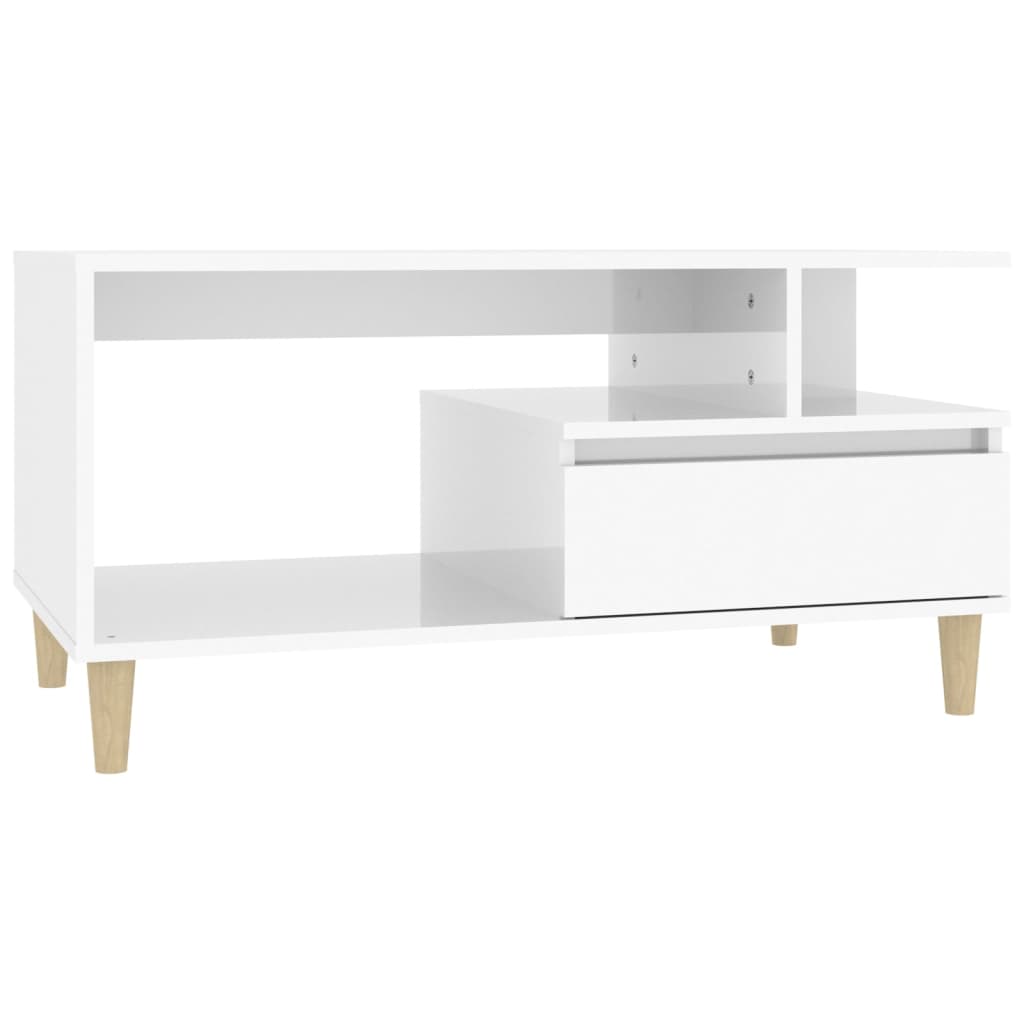 Couchtisch Hochglanz-Weiß 90x49x45 cm Holzwerkstoff - Pazzar.ch