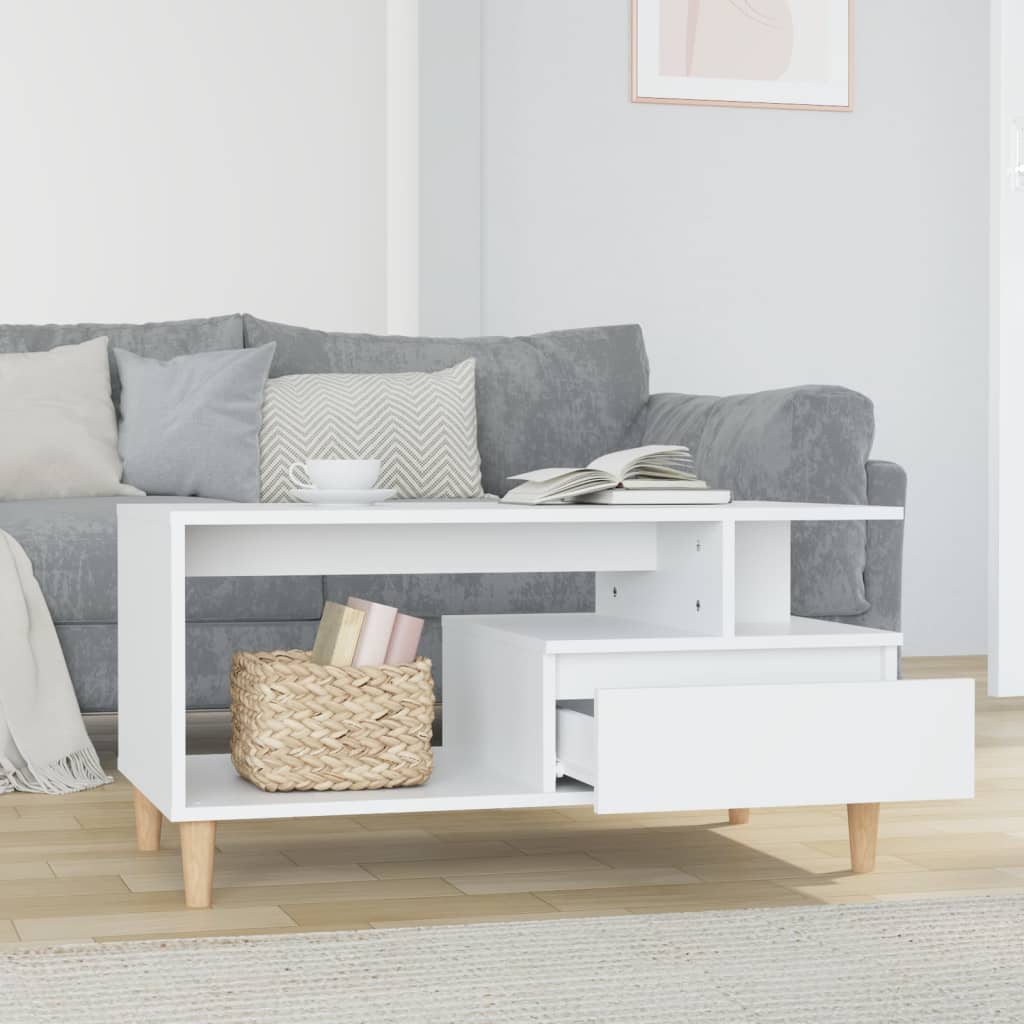 Couchtisch Hochglanz-Weiß 90x49x45 cm Holzwerkstoff - Pazzar.ch