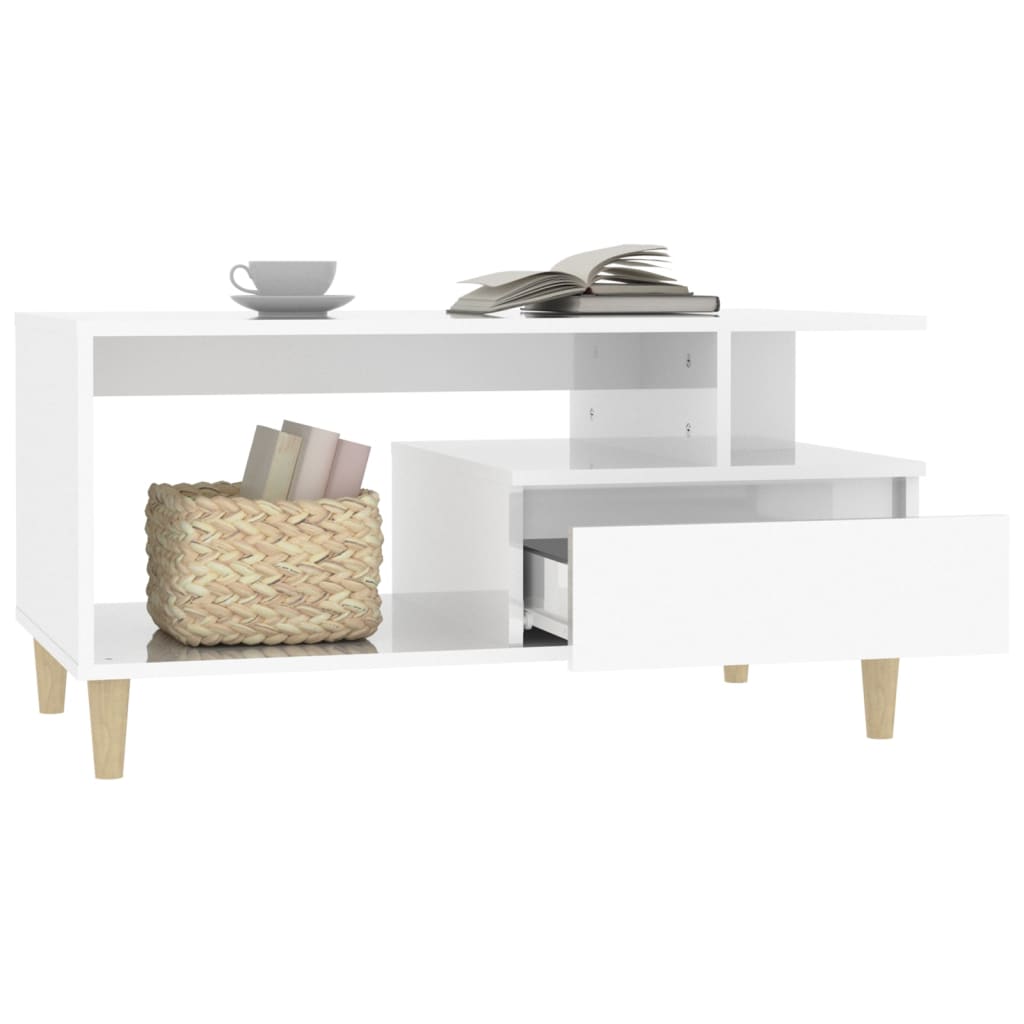 Couchtisch Hochglanz-Weiß 90x49x45 cm Holzwerkstoff - Pazzar.ch