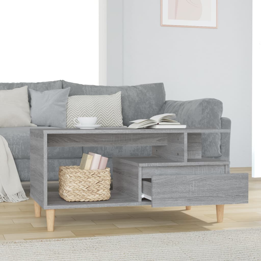 Couchtisch Grau Sonoma 90x49x45 cm Holzwerkstoff - Pazzar.ch