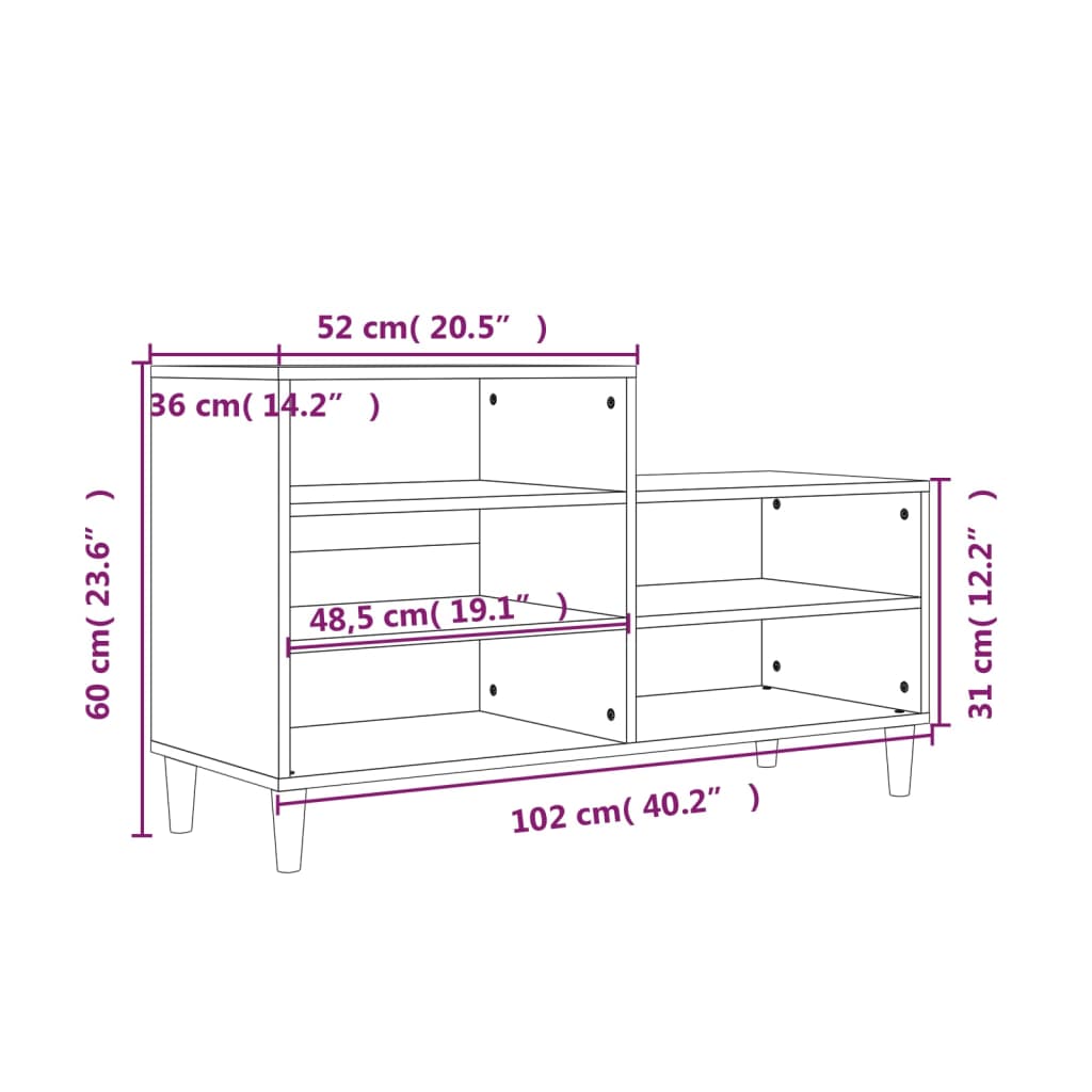 Schuhregal Hochglanz-Weiß 102x36x60 cm Holzwerkstoff - Pazzar.ch