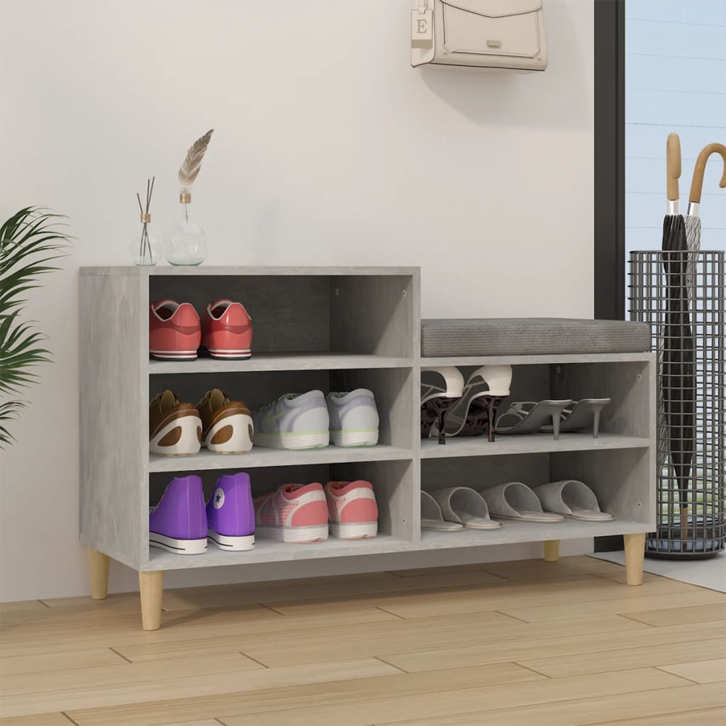 Schuhregal Betongrau 102x36x60 cm Holzwerkstoff - Pazzar.ch