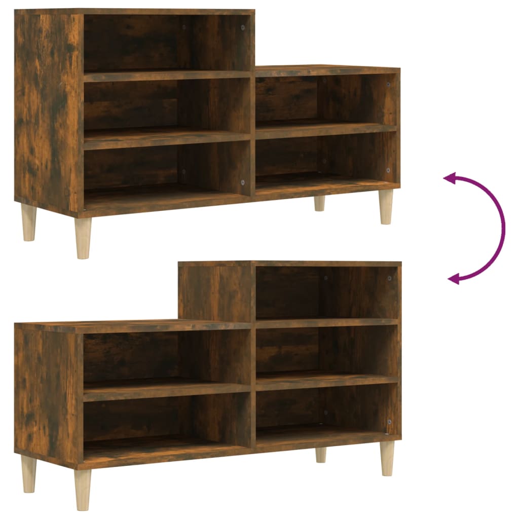 Schuhregal Räuchereiche 102x36x60 cm Holzwerkstoff - Pazzar.ch