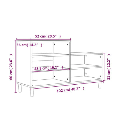 Schuhregal Räuchereiche 102x36x60 cm Holzwerkstoff - Pazzar.ch