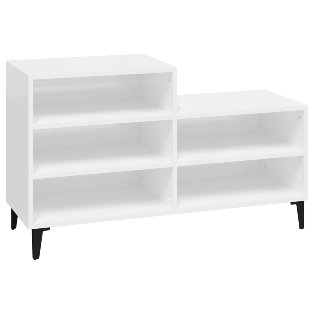Schuhregal Hochglanz-Weiß 102x36x60 cm Holzwerkstoff - Pazzar.ch