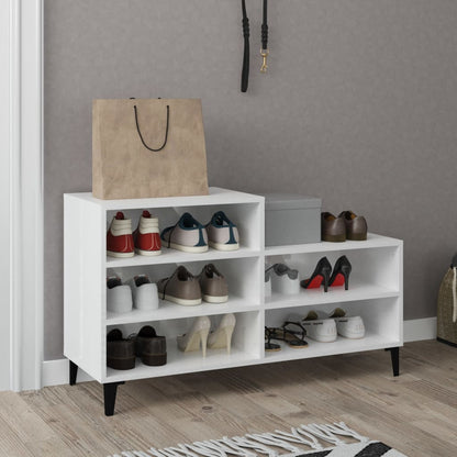 Schuhregal Hochglanz-Weiß 102x36x60 cm Holzwerkstoff - Pazzar.ch