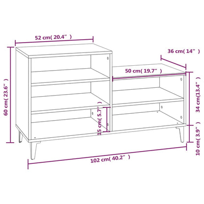Schuhregal Braun Eichen-Optik 102x36x60 cm Holzwerkstoff - Pazzar.ch