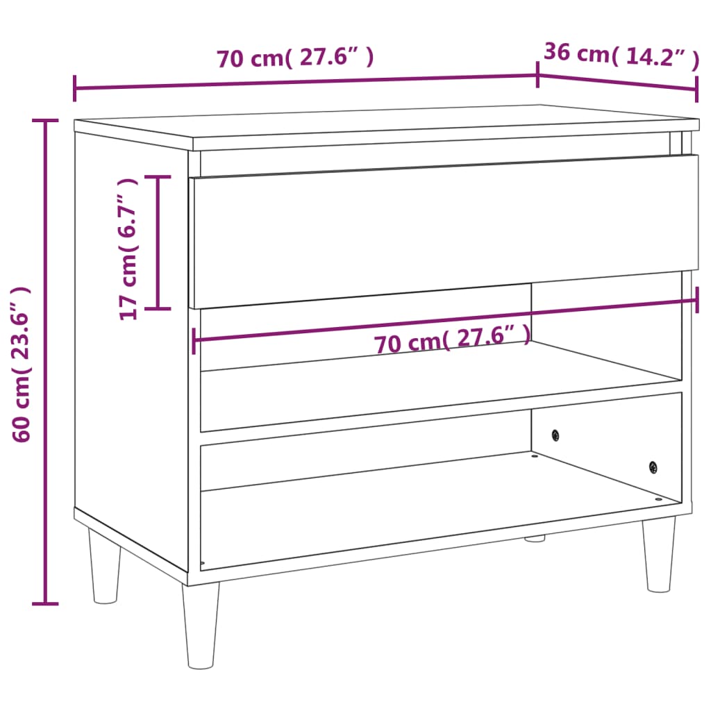 Schuhregal Weiß 70x36x60 cm Holzwerkstoff - Pazzar.ch