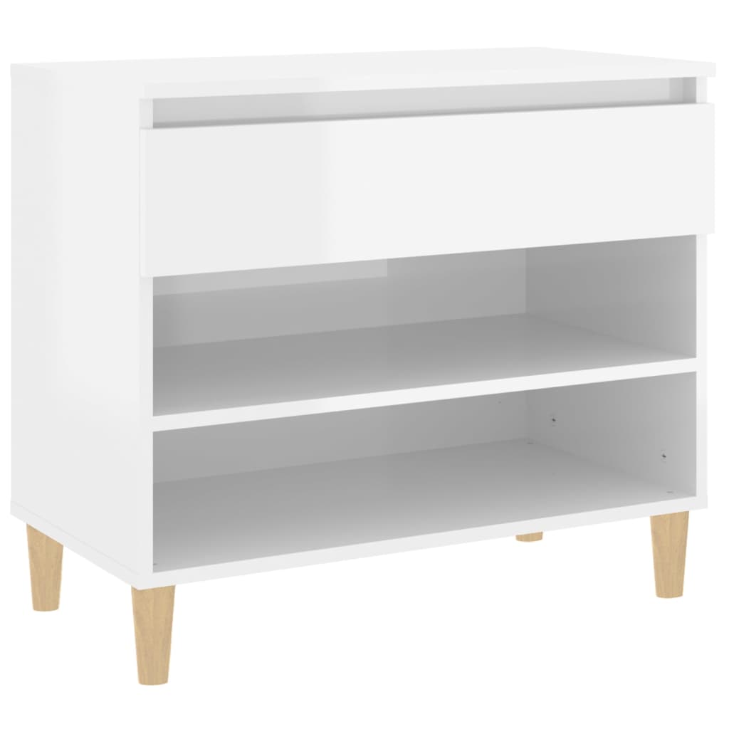 Schuhregal Hochglanz-Weiß 70x36x60 cm Holzwerkstoff - Pazzar.ch