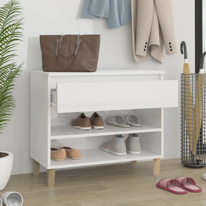 Schuhregal Hochglanz-Weiß 70x36x60 cm Holzwerkstoff - Pazzar.ch