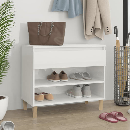 Schuhregal Hochglanz-Weiß 70x36x60 cm Holzwerkstoff - Pazzar.ch