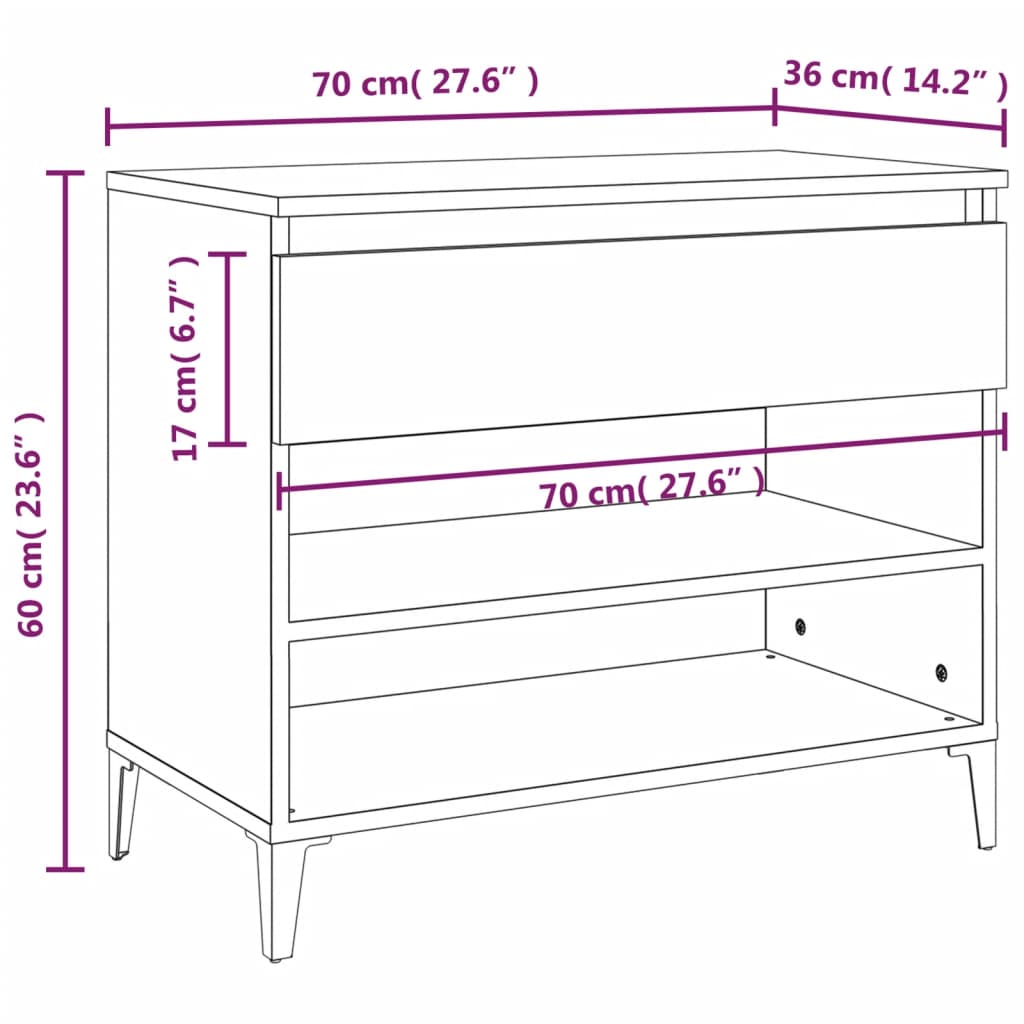 Schuhregal Hochglanz-Weiß 70x36x60 cm Holzwerkstoff - Pazzar.ch