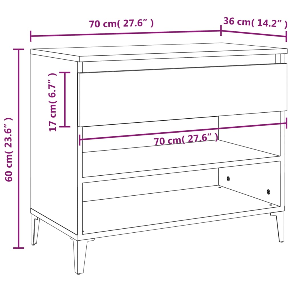 Schuhregal Grau Sonoma 70x36x60 cm Holzwerkstoff - Pazzar.ch