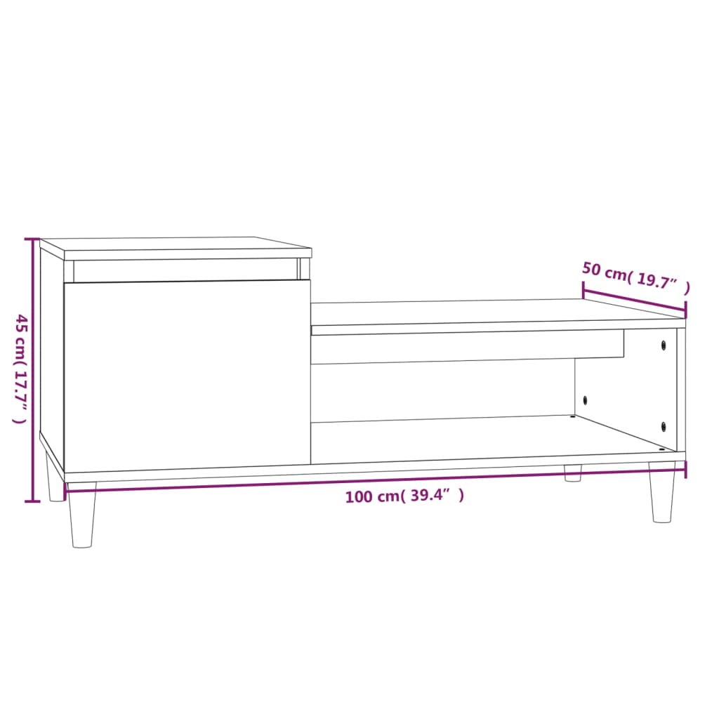 Couchtisch Räuchereiche 100x50x45 cm Holzwerkstoff - Pazzar.ch