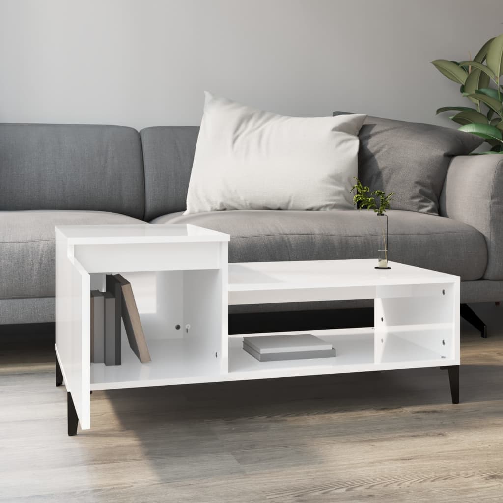 Couchtisch Hochglanz-Weiß 100x50x45 cm Holzwerkstoff - Pazzar.ch