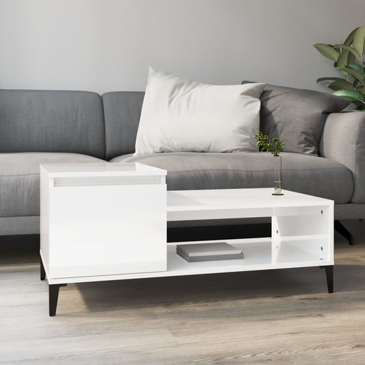 Couchtisch Hochglanz-Weiß 100x50x45 cm Holzwerkstoff - Pazzar.ch