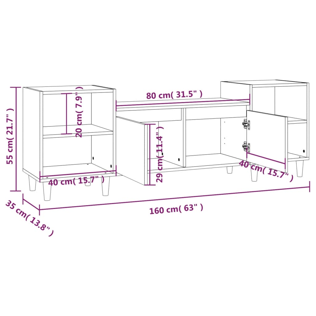 TV-Schrank Räuchereiche 160x35x55 cm Holzwerkstoff - Pazzar.ch
