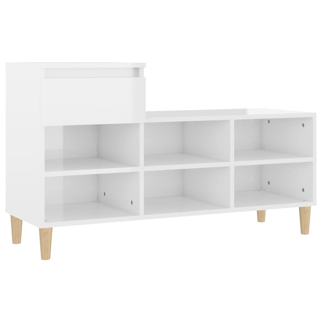 Schuhregal Hochglanz-Weiß 102x36x60 cm Holzwerkstoff - Pazzar.ch