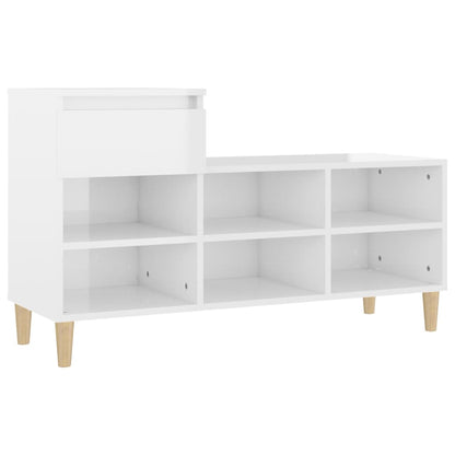 Schuhregal Hochglanz-Weiß 102x36x60 cm Holzwerkstoff - Pazzar.ch