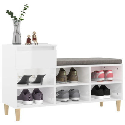 Schuhregal Hochglanz-Weiß 102x36x60 cm Holzwerkstoff - Pazzar.ch