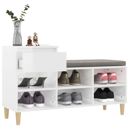 Schuhregal Hochglanz-Weiß 102x36x60 cm Holzwerkstoff - Pazzar.ch
