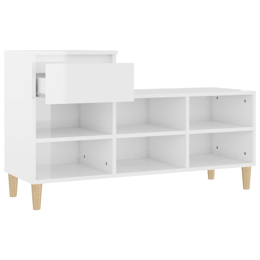 Schuhregal Hochglanz-Weiß 102x36x60 cm Holzwerkstoff - Pazzar.ch