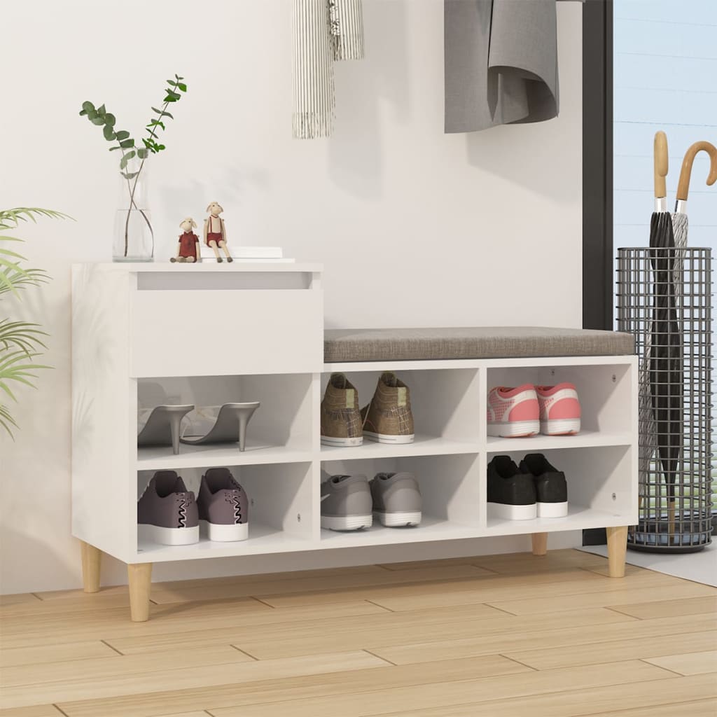 Schuhregal Hochglanz-Weiß 102x36x60 cm Holzwerkstoff - Pazzar.ch